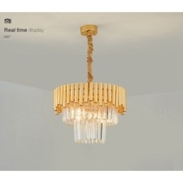 Postmoderne gouden luxe ronde K9 kristallen hanglamp kroonluchter verlichting tentoonstellingshal