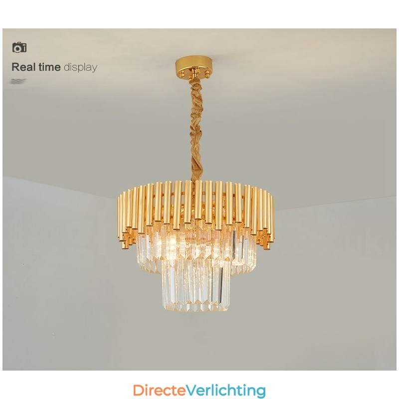 Postmoderne gouden luxe ronde K9 kristallen hanglamp kroonluchter verlichting tentoonstellingshal