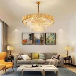 Postmoderne gouden luxe ronde K9 kristallen hanglamp kroonluchter verlichting tentoonstellingshal