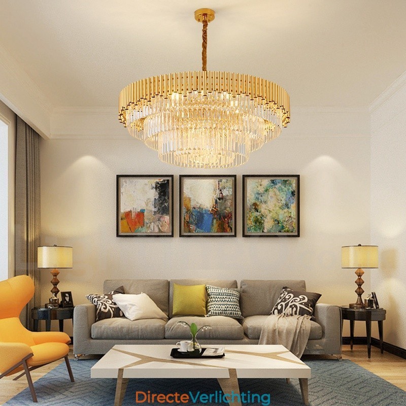 Postmoderne gouden luxe ronde K9 kristallen hanglamp kroonluchter verlichting tentoonstellingshal