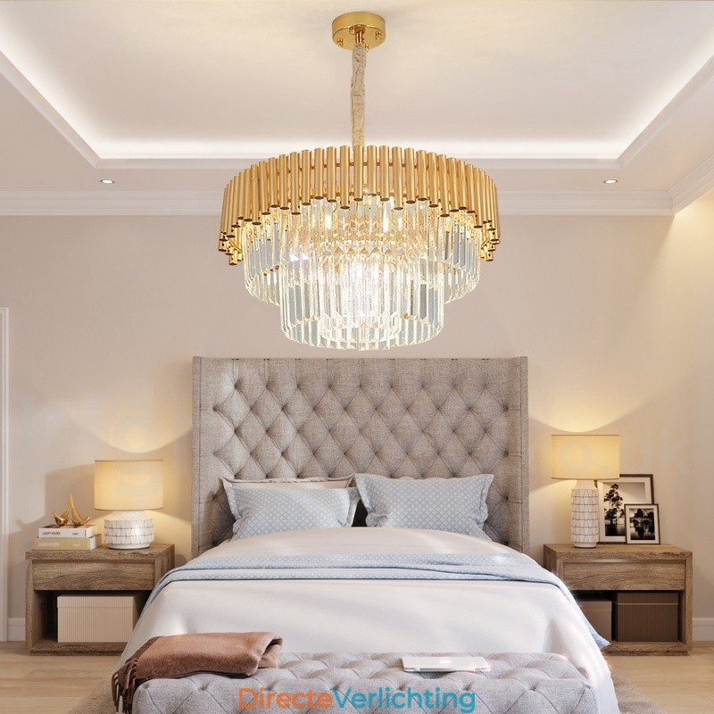 Postmoderne gouden luxe ronde K9 kristallen hanglamp kroonluchter verlichting tentoonstellingshal