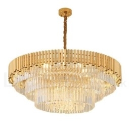 Postmoderne gouden luxe ronde K9 kristallen hanglamp kroonluchter verlichting tentoonstellingshal