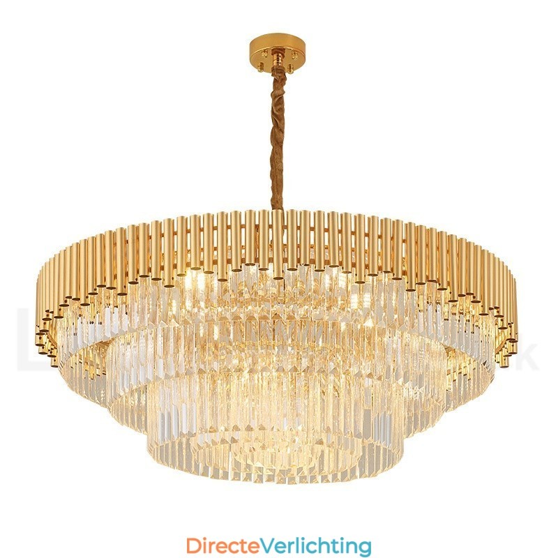 Postmoderne gouden luxe ronde K9 kristallen hanglamp kroonluchter verlichting tentoonstellingshal