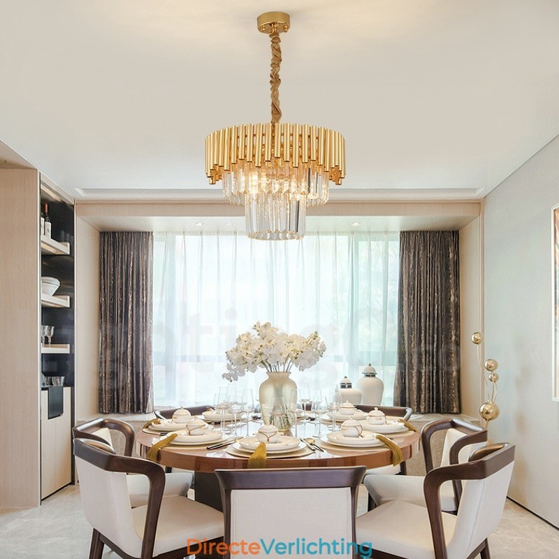 Postmoderne gouden luxe ronde K9 kristallen hanglamp kroonluchter verlichting tentoonstellingshal