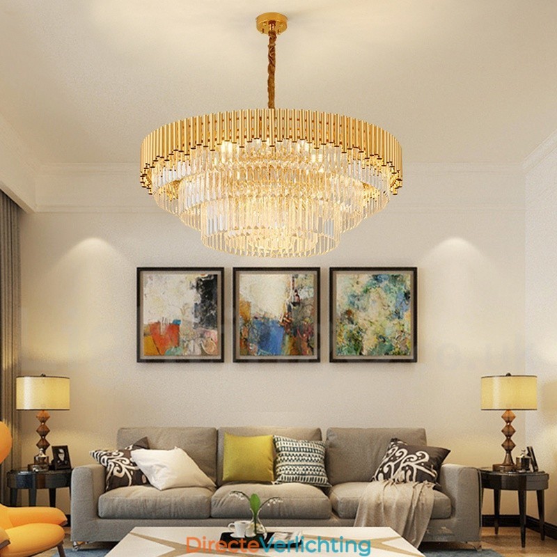 Postmoderne gouden luxe ronde K9 kristallen hanglamp kroonluchter verlichting tentoonstellingshal