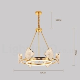 Gouden postmoderne luxe ronde K9 kristallen hanglamp met acryl kap tentoonstellingshal