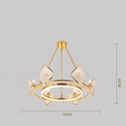 Gouden postmoderne luxe ronde K9 kristallen hanglamp met acryl kap tentoonstellingshal
