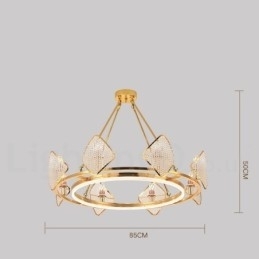 Gouden postmoderne luxe ronde K9 kristallen hanglamp met acryl kap tentoonstellingshal