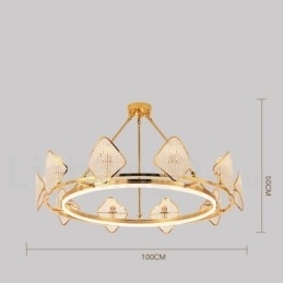 Gouden postmoderne luxe ronde K9 kristallen hanglamp met acryl kap tentoonstellingshal