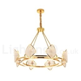 Gouden postmoderne luxe ronde K9 kristallen hanglamp met acryl kap tentoonstellingshal