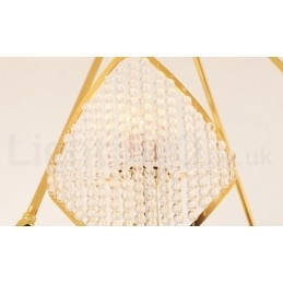 Gouden postmoderne luxe ronde K9 kristallen hanglamp met acryl kap tentoonstellingshal