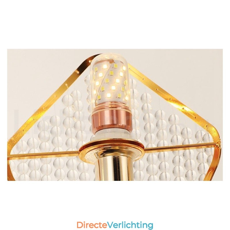 Gouden postmoderne luxe ronde K9 kristallen hanglamp met acryl kap tentoonstellingshal