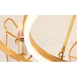 Gouden postmoderne luxe ronde K9 kristallen hanglamp met acryl kap tentoonstellingshal