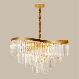 Gouden postmoderne luxe ronde K9 kristallen hangkroonluchter tentoonstellingshal
