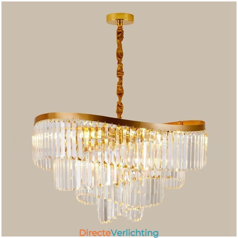 Gouden postmoderne luxe ronde K9 kristallen hangkroonluchter tentoonstellingshal