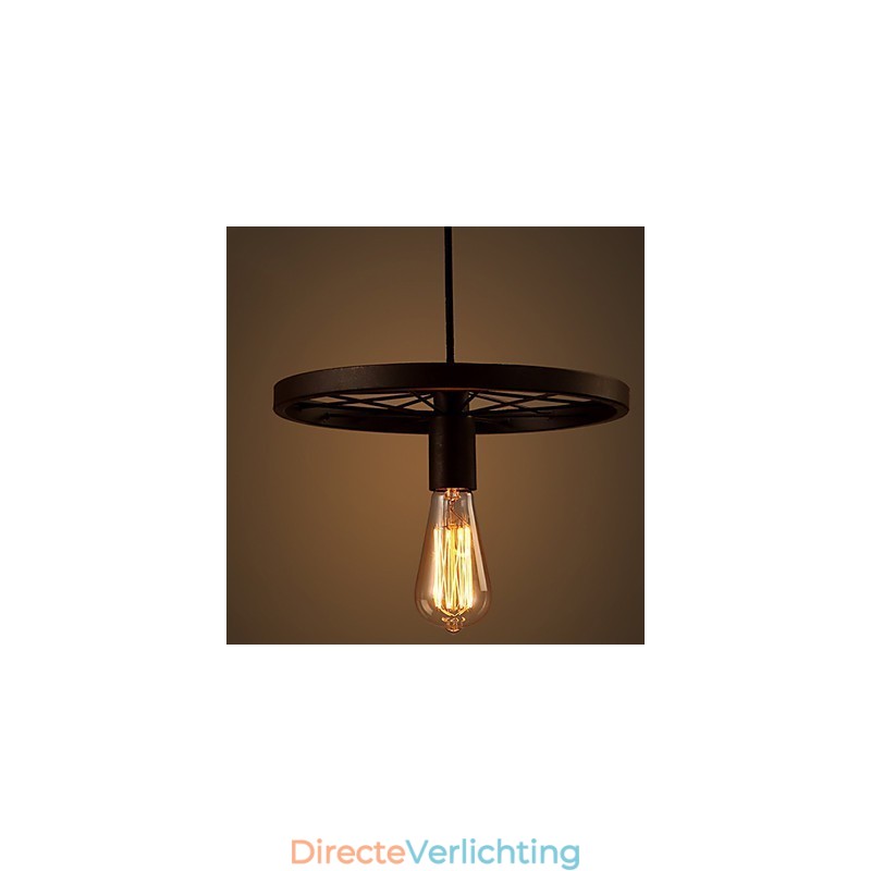 Industriële 1-lichts vintage hanglamp met ijzeren kap