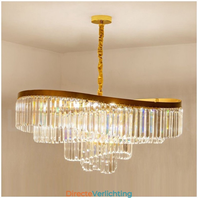 Gouden postmoderne luxe ronde K9 kristallen hangkroonluchter tentoonstellingshal