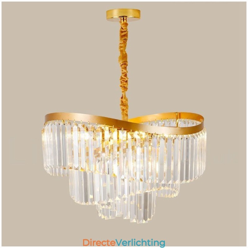 Gouden postmoderne luxe ronde K9 kristallen hangkroonluchter tentoonstellingshal