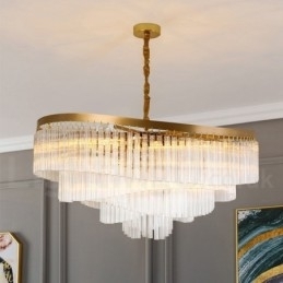 Gouden postmoderne luxe ronde K9 kristallen hangkroonluchter tentoonstellingshal
