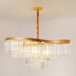 Gouden postmoderne luxe ronde K9 kristallen hangkroonluchter tentoonstellingshal