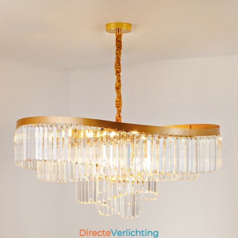 Gouden postmoderne luxe ronde K9 kristallen hangkroonluchter tentoonstellingshal