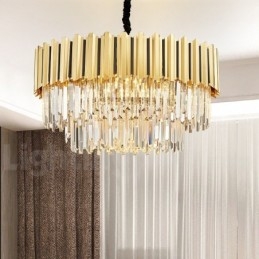Dit jaar Luxe Postmoderne Gouden Ronde K9 Kristallen Hangende Kroonluchter Tentoonstellingshal
