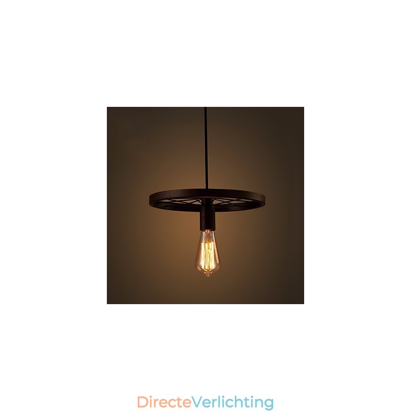 Industriële 1-lichts vintage hanglamp met ijzeren kap