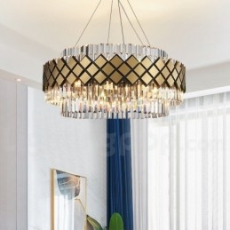 Luxe moderne gouden plus zwarte ronde K9 kristallen hanglamp tentoonstellingshal