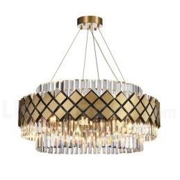 Luxe moderne gouden plus zwarte ronde K9 kristallen hanglamp tentoonstellingshal
