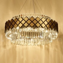 Luxe moderne gouden plus zwarte ronde K9 kristallen hanglamp tentoonstellingshal
