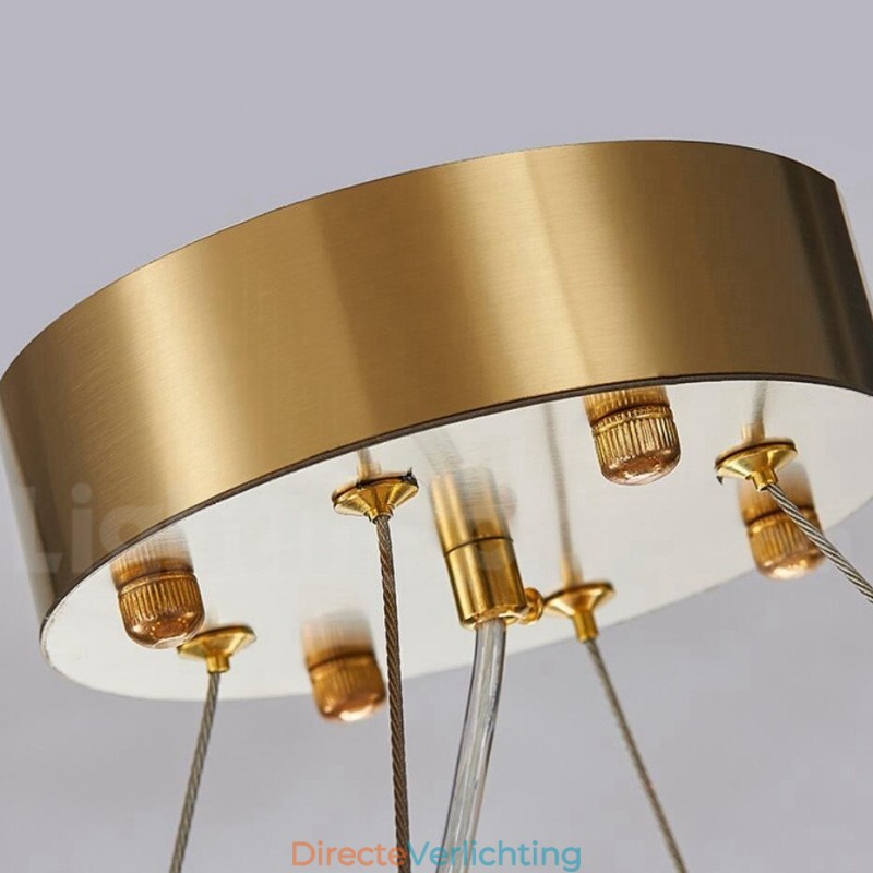 Luxe moderne gouden plus zwarte ronde K9 kristallen hanglamp tentoonstellingshal