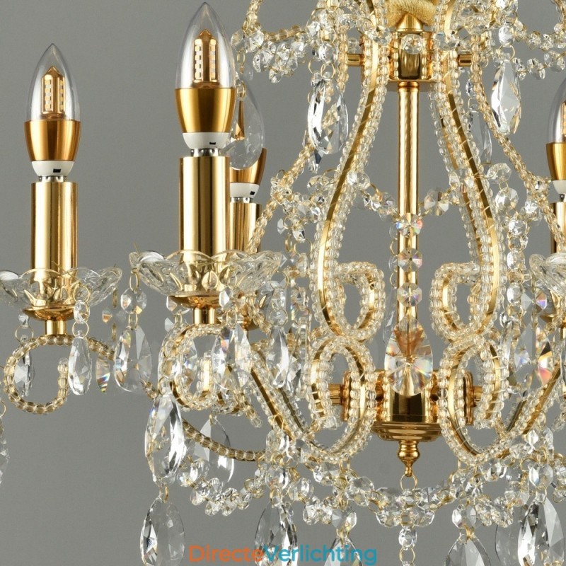 6-lichts gouden zilveren Amerikaanse stijl kristallen hanglamp kroonluchter lichtwinkel