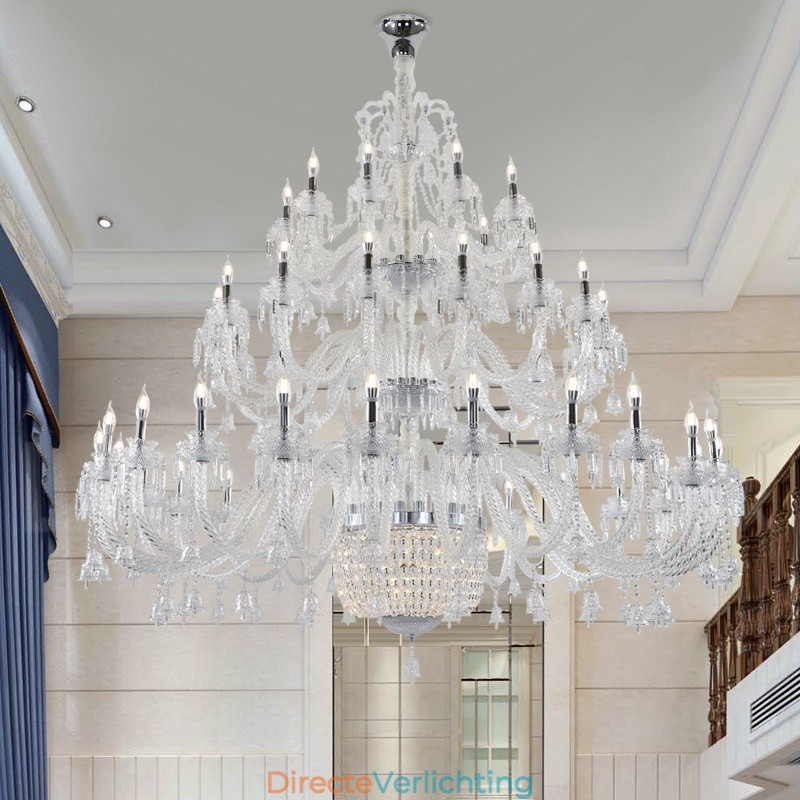 50 Lichts Heldere Elegante Luxe Kristallen Kaars Kroonluchter Tentoonstellingshal