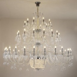 50 Lichts Heldere Elegante Luxe Kristallen Kaars Kroonluchter Tentoonstellingshal
