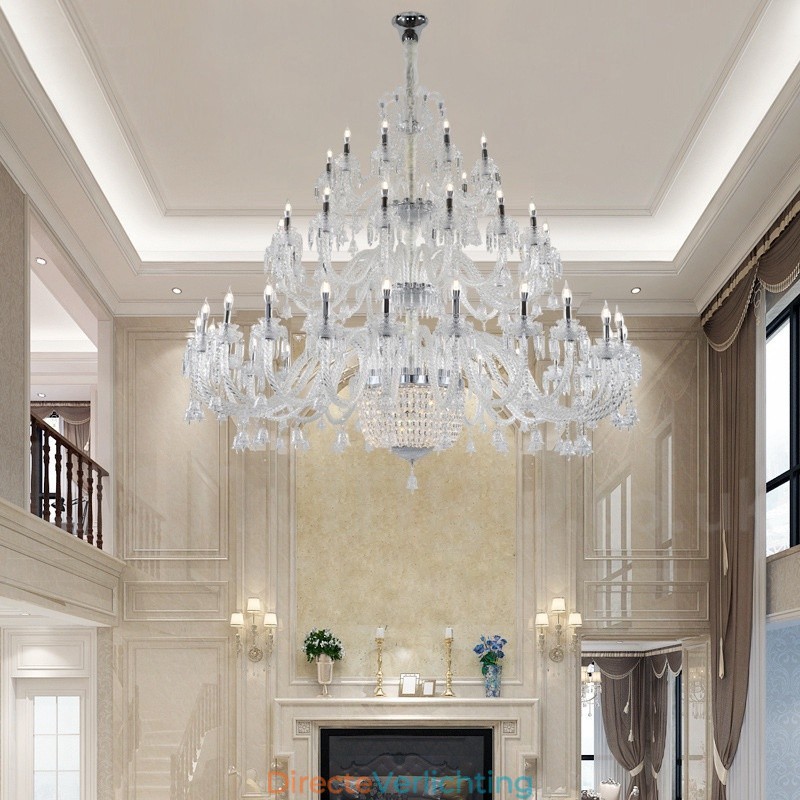 50 Lichts Heldere Elegante Luxe Kristallen Kaars Kroonluchter Tentoonstellingshal