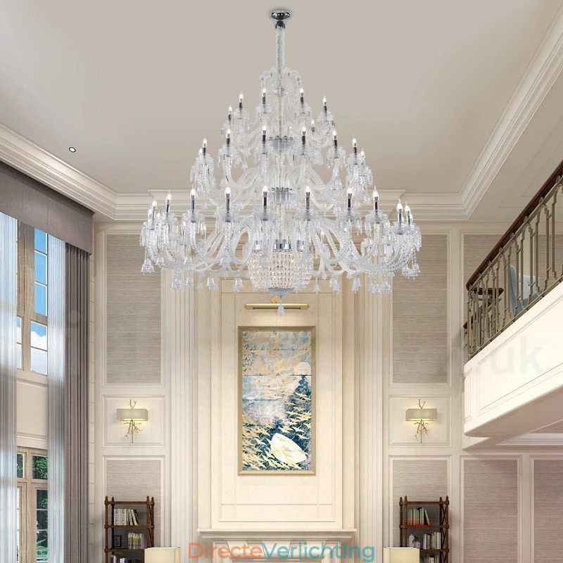 50 Lichts Heldere Elegante Luxe Kristallen Kaars Kroonluchter Tentoonstellingshal