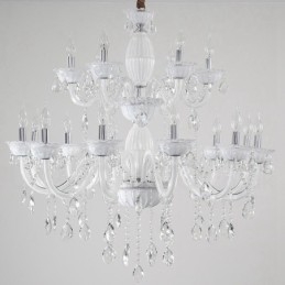 18 (12+6) Lichte witte elegante kaarskroonluchter met kristal