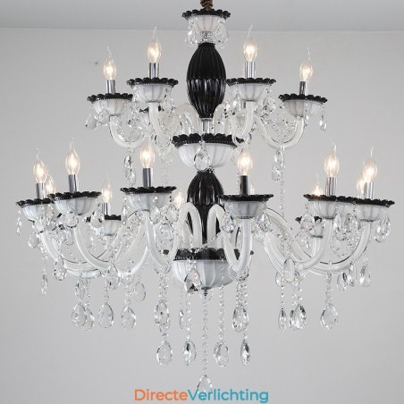 18 (12+6) Lichte zwarte elegante kaarskroonluchter met kristal 18 (12+6) Lichte zwarte elegante kaarskroonluchter met kristal