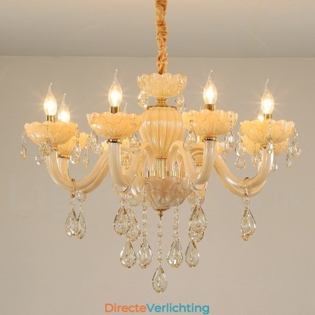 8-lichts luxe champagne kristal kaars kroonluchter 8-lichts luxe champagne kristal kaars kroonluchter