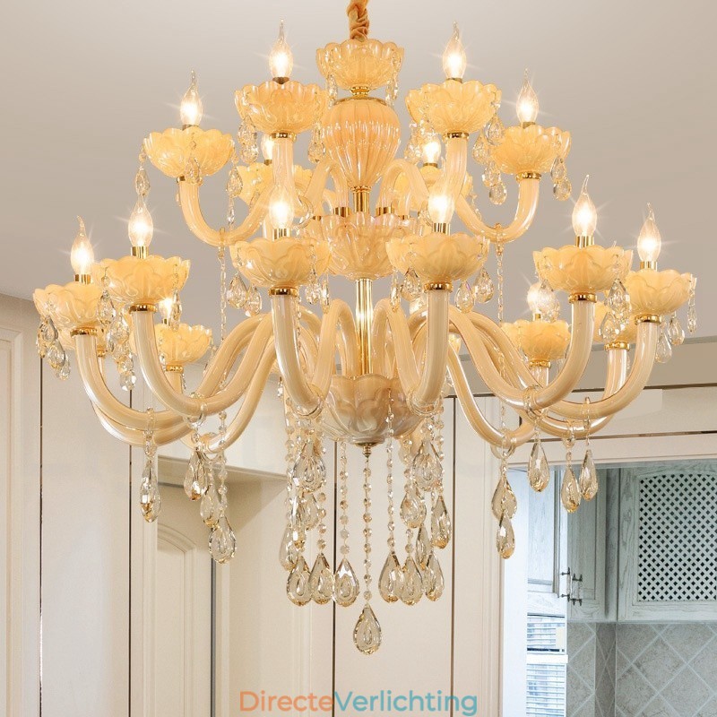 18 (12+6) Lichte luxe champagne kristal kaars kroonluchter