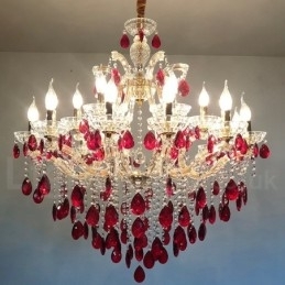 18 (12+6) Licht Luxe Rode Kristallen Kaars Gouden Kroonluchter