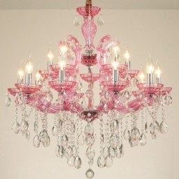 Multi Colours 18 (12+6) Licht Luxe Kristallen Kaars Kroonluchter met Helder Kristal