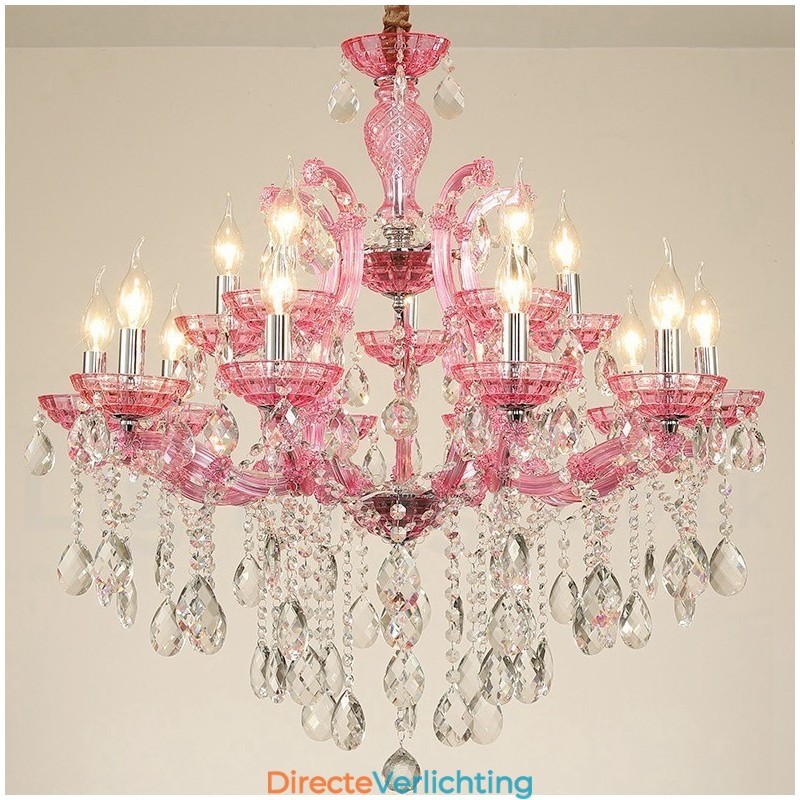 Multi Colours 18 (12+6) Licht Luxe Kristallen Kaars Kroonluchter met Helder Kristal