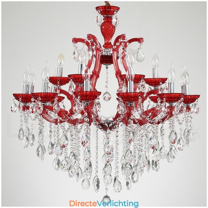 Multi Colours 18 (12+6) Licht Luxe Kristallen Kaars Kroonluchter met Helder Kristal