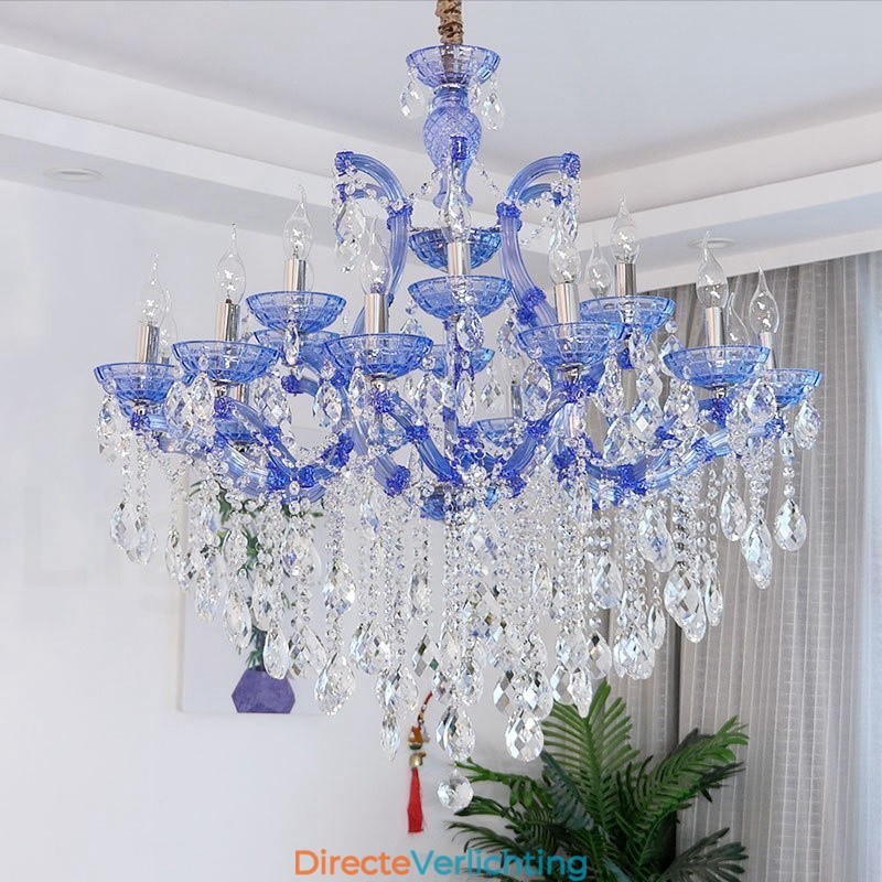 Multi Colours 18 (12+6) Licht Luxe Kristallen Kaars Kroonluchter met Helder Kristal