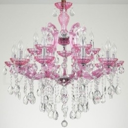 Multi Colours 18 (12+6) Licht Luxe Kristallen Kaars Kroonluchter met Helder Kristal