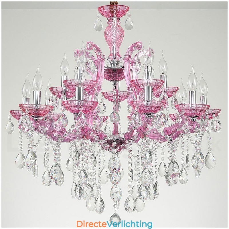 Multi Colours 18 (12+6) Licht Luxe Kristallen Kaars Kroonluchter met Helder Kristal