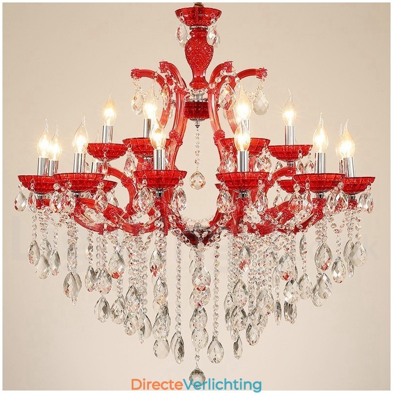 Multi Colours 18 (12+6) Licht Luxe Kristallen Kaars Kroonluchter met Helder Kristal