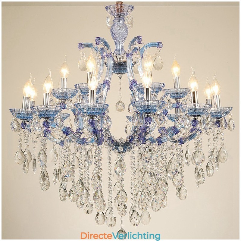 Multi Colours 18 (12+6) Licht Luxe Kristallen Kaars Kroonluchter met Helder Kristal