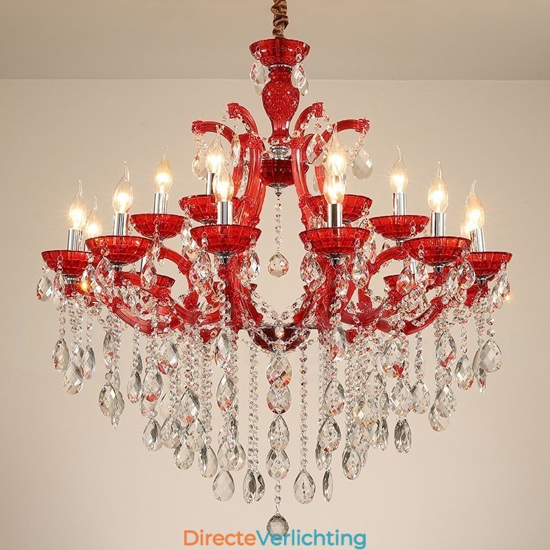 Multi Colours 18 (12+6) Licht Luxe Kristallen Kaars Kroonluchter met Helder Kristal